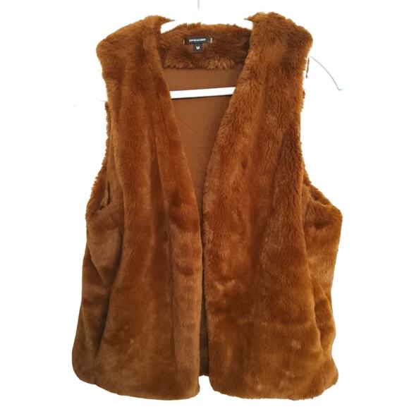 Womens Glam Faux fur vest warm brown Stella & Dot size Med boho old money Chic - Picture 1 of 6